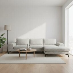 Abakus Direct Venice Chenille Corner Sofa In Light Grey Right Facing With Deep Seats And Extra-Wide Padded Arms - thumbnail 1