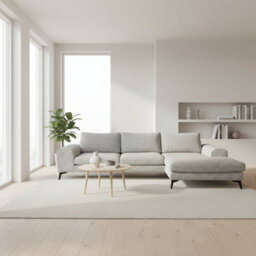 Abakus Direct Venice Chenille Corner Sofa In Light Grey Right Facing With Deep Seats And Extra-Wide Padded Arms - thumbnail 2