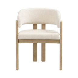 Btm Set Of 2 Solid Wood Dining Chairs, Boucle Upholstery, Natural, For Home And Café - thumbnail 9