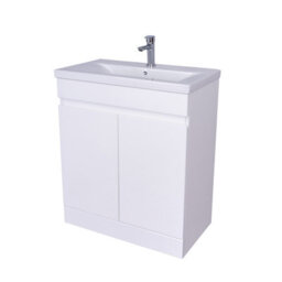 D Pro T Bathrooms 800mm Vanity Unit High Gloss White Handleless Floor Standing Bathroom Cabinet With Soft Close Storage & Ceramic Basin - thumbnail 3