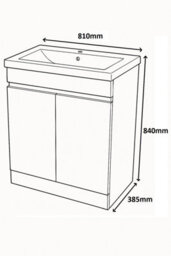 D Pro T Bathrooms 800mm Vanity Unit High Gloss White Handleless Floor Standing Bathroom Cabinet With Soft Close Storage & Ceramic Basin - thumbnail 5