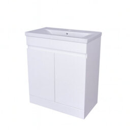 D Pro T Bathrooms 800mm Vanity Unit High Gloss White Handleless Floor Standing Bathroom Cabinet With Soft Close Storage & Ceramic Basin - thumbnail 4