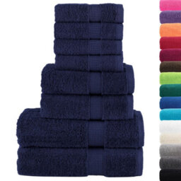 Berkfield Durable 8 Piece Premium Towel Set Solund Navy Blue 600 Gsm