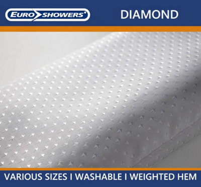 Euroshowers White Diamond Fabric Extra Wide / Extra Long Shower Curtain With Weighted Hem - 295Cm Wide X 200Cm Long - image 1