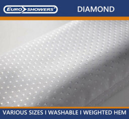 Euroshowers White Diamond Fabric Extra Wide / Extra Long Shower Curtain With Weighted Hem - 295Cm Wide X 200Cm Long