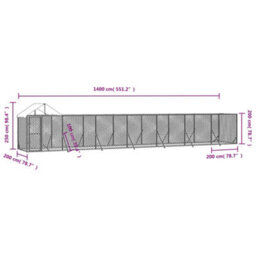 Walplus Outdoor Dog Kennel With Roof Silver 14X2X2.5 M Galvanised Steel - thumbnail 4