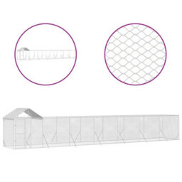 Walplus Outdoor Dog Kennel With Roof Silver 14X2X2.5 M Galvanised Steel - thumbnail 2