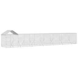 Walplus Outdoor Dog Kennel With Roof Silver 14X2X2.5 M Galvanised Steel - thumbnail 3