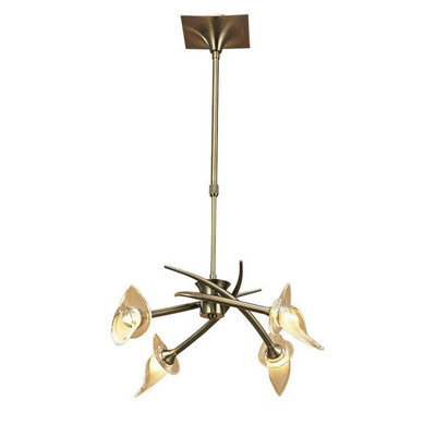 Luminosa Lighting Luminosa Flavia Telescopic Pendant Convertible To Semi Flush Round 4 Light G9, Antique Brass - image 1