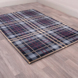 Tartan Blue Chequered Tartan Easy To Clean Rug For Dining Room -160Cm X 225Cm - thumbnail 2