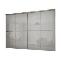Spacepro Minimalist Mirror Panelled Non-Mirrored Matt Grey 4 Door Sliding Wardrobe Door Kit (H)2220mm (W)2400mm - thumbnail 1