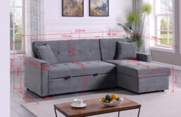 Mattress Guru Hinton Corner Sofa Bed With Reversible Chaise And Hidden Storage In Grey - thumbnail 4