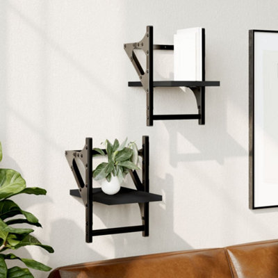 Berkfield Wall Shelves With Bars 2 Pcs Black 20X25X30 Cm - image 1