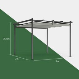 Vonhaus Pergola With Retractable Roof 3 X 3 X 2.2M, Weatherproof, Removable Polyester Canopy, 2 Person Assembly, Steel Material - thumbnail 8