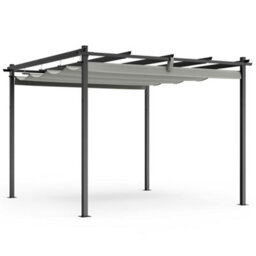 Vonhaus Pergola With Retractable Roof 3 X 3 X 2.2M, Weatherproof, Removable Polyester Canopy, 2 Person Assembly, Steel Material