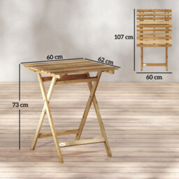 Outsunny Outdoor Coffee Table Foldable Wooden Garden Table Natural Wood - thumbnail 3