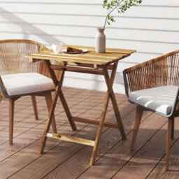 Outsunny Outdoor Coffee Table Foldable Wooden Garden Table Natural Wood - thumbnail 8