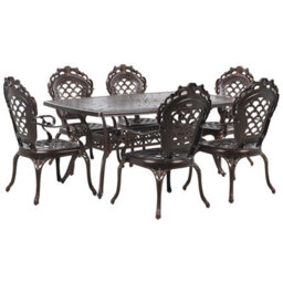 Beliani Garden Dining Set 6 Seater Lizzano With Cushions Metal Dark Brown - thumbnail 4