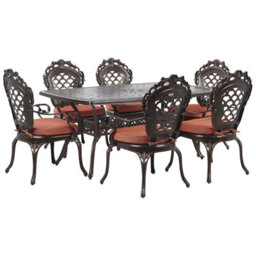 Beliani Garden Dining Set 6 Seater Lizzano With Cushions Metal Dark Brown - thumbnail 1