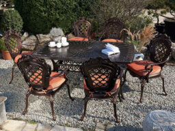 Beliani Garden Dining Set 6 Seater Lizzano With Cushions Metal Dark Brown - thumbnail 2