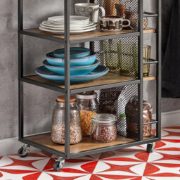 Sobuy Fkw99-N, Industrial Vintage Style Kitchen Trolley Cart Storage Trolley Serving Trolley With Drawer,w50Xd37Xh87 - thumbnail 4