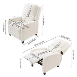Living And Home Beige Single Sofa Recliner Armchair Reclining Chair - thumbnail 6