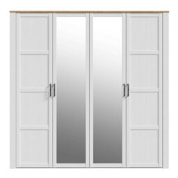 Wyld Haus Geneva 4-Door Wardrobe In White Oak With Mirrors Hanging Rails And Shelves - thumbnail 4