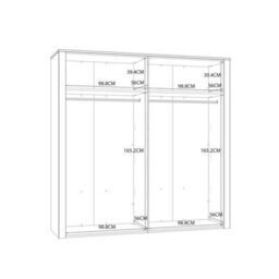 Wyld Haus Geneva 4-Door Wardrobe In White Oak With Mirrors Hanging Rails And Shelves - thumbnail 3