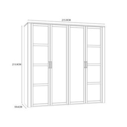 Wyld Haus Geneva 4-Door Wardrobe In White Oak With Mirrors Hanging Rails And Shelves - thumbnail 7