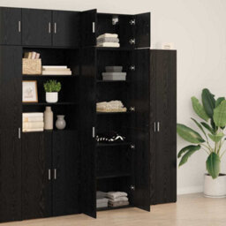 Berkfield Storage Cabinet Black Oak 70X42.5X225 Cm Engineered Wood - thumbnail 4