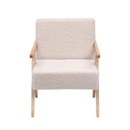 Nordlys Solid Wood And White Bouclé Lounge Chair Countryside Style Living Room - thumbnail 9