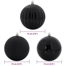 Vidaxl Christmas Bauble Set Xl 9 Pcs Black Plastic - thumbnail 3
