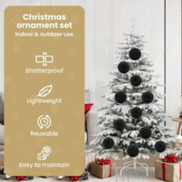 Vidaxl Christmas Bauble Set Xl 9 Pcs Black Plastic - thumbnail 6