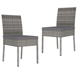 Berkfield 3 Piece Outdoor Dining Set With Cushions Poly Rattan Grey - thumbnail 6
