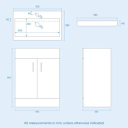 Nes Home Steel Grey 500mm Floor Standing Vanity Unit & White Basin - thumbnail 5
