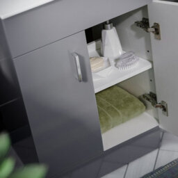 Nes Home Steel Grey 500mm Floor Standing Vanity Unit & White Basin - thumbnail 3