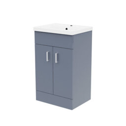 Nes Home Steel Grey 500mm Floor Standing Vanity Unit & White Basin - thumbnail 4
