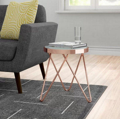 Aspect Furniture Puccini Mirrored Top Table/glass Round Side/end/lamp Table, Copper - image 1