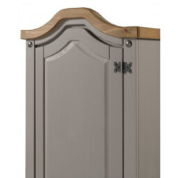 Mercers Furniture Corona Grey Wax 1 Door Wardrobe Single Robe Solid Wood Pine Wooden With Mexican Styling - thumbnail 3