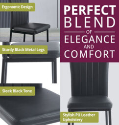 Hallowood Furniture Cullompton Dining Set, Small Round Black Dining Table 90Cm With 2 Black Faux Leather High Back Chairs - thumbnail 5