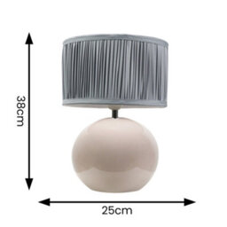Valuelights Bosco Stone Ceramic Table Lamp With Ruched Pleated Powder Blue Fabric Drum Lamp Shade - thumbnail 4