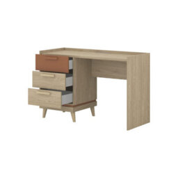 Arte Scandi Oak Oiled & Brick 3 Drawer Desk - Mid-Century Effect Home Office Table W120 X H80 X D50Cm - thumbnail 3