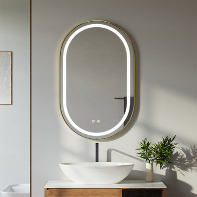 Living And Home Wall Mounted Oval Led Bathroom Mirror With White Light Color - image 1