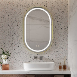 Living And Home Wall Mounted Oval Led Bathroom Mirror With White Light Color - thumbnail 2