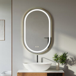 Living And Home Wall Mounted Oval Led Bathroom Mirror With White Light Color - thumbnail 1