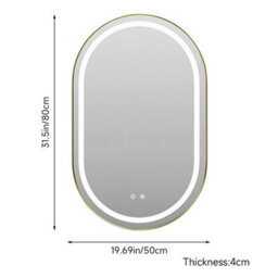 Living And Home Wall Mounted Oval Led Bathroom Mirror With White Light Color - thumbnail 9