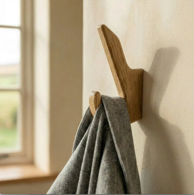 Off The Grain Coat Hook -Oak Wall Mounted Coat Hook - Wooden Hallway Storage - image 1