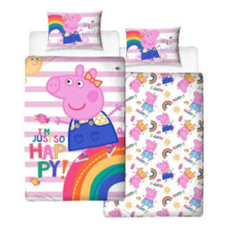 Peppa Pig Pa Pig Im Just So Happy Reversible Duvet Set Multicoloured (Single)