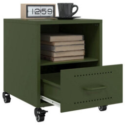 Berkfield Bedside Cabinets 2 Pcs Olive Green 36X39X43.5 Cm Steel - thumbnail 4