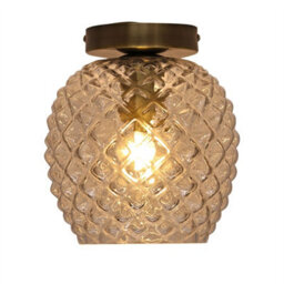 First Choice Lighting Set Of 2 Baine - Textured Glass Antique Brass Ceiling Light Fittings - thumbnail 3